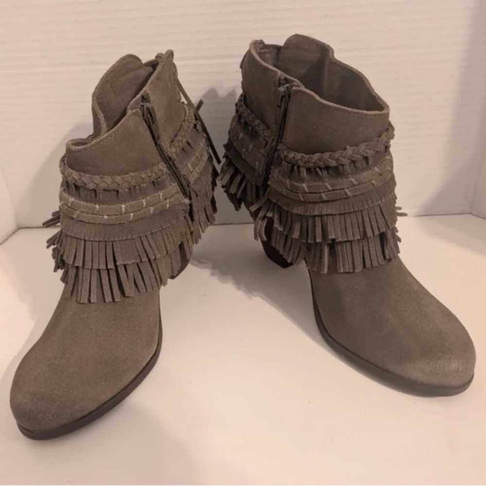 Naughty Monkey Fringe Ankle Booties - Taupe